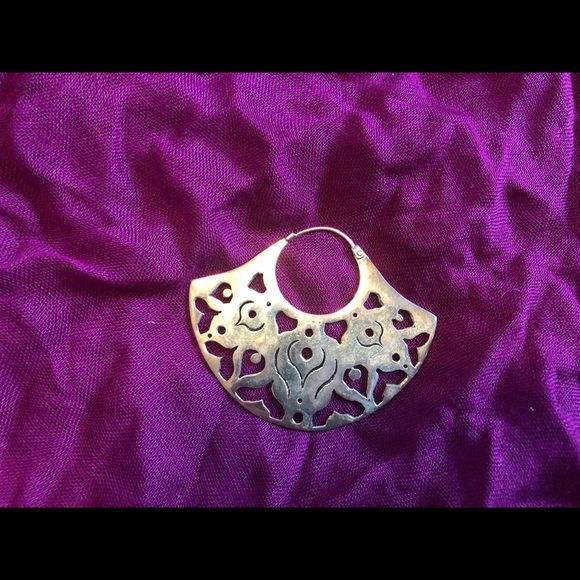 Sterling Silver Bohemian Tribal Fan Earrings - Picture 4 of 6